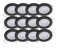 oktaplex lighting Sedan Lot de 12 spots LED encastrables avec module LED 4,8 W 4000 K 230 V 380 lm Blanc chaud 110° - Spot Noir - Diamètre des trous: 60 mm