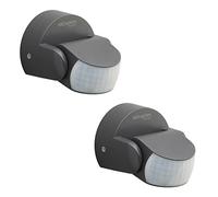 2x Oktaplex détecteur de mouvement pivotant IP65 capteur infrarouge 180° avec protection anti-reptation anthracite
