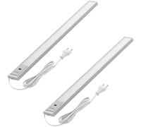 Oktaplex lot de 2 Riva éclairage LED sous meuble 57.5 cm avec capteur | 10 W avec 690 lm en blanc chaud 3000K sur 230V, aluminium, variation gestuelle