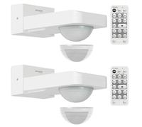 Oktaplex Lot de 2 Tea détecteur de Mouvement extérieur avec télécommande | infrarouge à 360° avec portée de 9 m et indice IP65, orientable avec détecteur crépusculaire pour montage en saillie