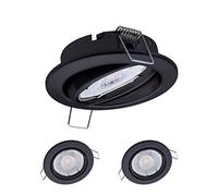 Oktaplex lot de 3 Dijon spots LED 230V orientable ultra-plat 22mm | blanc neutre 4000K, diamètre de perçage 68mm, 4,8W, 380lm, 110°, plafonnier noir rond