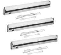 Oktaplex lot de 3 Rota barre LED cuisine 58 cm orientable | 9.7 W avec 1085 lm en blanc chaud 3000K sur 230V, aluminium, avec interrupteur