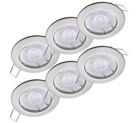 Oktaplex Lot de 6 Sedan spots LED encastrables 230 V, extra-plat 22 mm | Blanc chaud 3000K, diamètre de perçage 60mm, 4,8W, 380lm, 110° spot de plafond acier inoxydable brossé ret