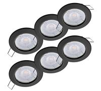 Oktaplex Lot de 6 Sedan spots LED encastrables 230 V, extra-plat 22 mm | Blanc neutre 4000K, diamètre de perçage 60mm, 4,8W, 380lm, 110° Spot Noir ret