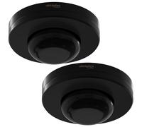 Oktaplex Pia Lot de 2 détecteurs de présence extérieurs Noirs 360° | IP65 230V en saillie capteurs de mouvement PIR noirs
