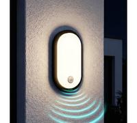 Oktaplex Plato lampe extérieure IP65 détecteur crépusculaire LED | 3000K blanc chaud, 1010lm, applique murale ovale anthracite, 10,5W, 230V, éclairage continu