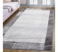 oKu-Tex Tapis tissé | pour Salon, Couloir, Chambre à Coucher | Tapis de Couloir | Gris Clair Moderne | Design géométrique | Certifié Öko-Tex 100 | Dimensions 60 x 110 cm