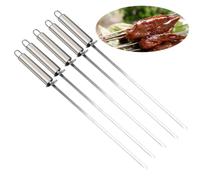 OKUMEYR 10pièces Lot de Brochettes Barbecue Inox Réutilisables avec Poignée Isolante Ergonomique Brochettes Plates pour Kebab Adaptées Camping et Grillades Extérieures