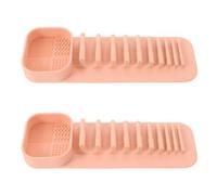 OKUMEYR 2 Pièces Organisateur Mural de Pinceaux de Maquillage en Silicone | Séchoir à Aspiration, Structure Murale en Silicone Kaki, pour Verre et Voyage, Rangement Ordonné