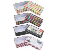 OKUMEYR 4pièces Boîte de Rangement Mini Métallique Portable Boîte Rectangulaire Étain pour Cartes Bijoux Stockage Compact et Léger pour Maison et Voyage