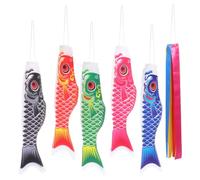 OKUMEYR 6 Pièces Manches à Air Décoratif Carpe Japonaises en Tissu Léger | Restaurant Japonerie, Motif Imprimé Vif, Forme Poisson Détaillée, Fêtes et Crochet de Porte
