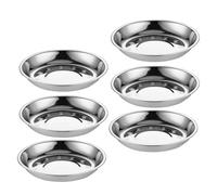 OKUMEYR 6pièces Assiettes Rondes Acier Inoxydable Plateau Pour Pique-niques Et Réunions Familiales Service Solide Et Pratique