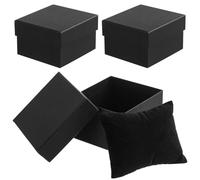 OKUMEYR Boîte Cadeau Bracelet Homme en Carton Noir Coussin de Rangement pour Bracelet et Montre, Coffret Pratique et Élégant pour Homme, Lot de 3 Pièces