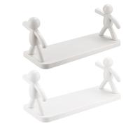 OKUMEYR Étagère Murale de Rangement Blanche 2pcs en PP sans Perçage, Design Simple et Créatif Cuisine et Salle de Bain, Support Mural Stable et Facile à Installer