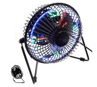 OKUMEYR Mini Ventilateur LED Horloge et Affichage de Température Portable USB Ventilateur sans Bruit en Métal, pour Camping et Bureau