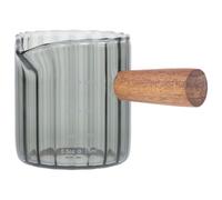 OKUMEYR Pichet à Espresso en Verre Poignée en Bois 90ml, Tasse à Mesurer pour Crème, Sucre ou Sauce, Cuisine et Pâtisserie