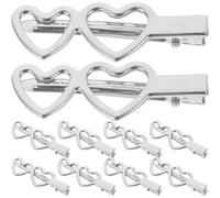 OKUMEYR Pinces à Cheveux pour Femmes et Filles, Clip Côté Frange de Double Cœur Lot de 10 en Alliage de Zinc Argentées Élégant et Polyvalent pour Usage Quotidien