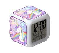 OKUMEYR Réveil Numérique Alarme Silencieuse Créatif Lumière Changeante Multicolore LED en Plastique Horloge Électronique Moderne pour Chambre et Maison