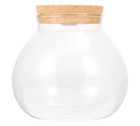 OKUMEYR Vase avec Bouchon en Liège Sécurisé Rond Design Unique et Élégant en Verre Hydroponique pour Propagation de Plantes et Fleurs pour Bureau et Décoration