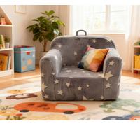 OKWISH Canapé Enfant - Fauteuil Enfant avec Accoudoirs et Poignée, en Tissu et Mousse - 64x49x49 cm Gris