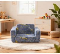 OKWISH Fauteuil Enfant - Bébé Pliable en Peluche Lumineuse Avec Assise Ergonomique et Confortable, Tissu Doux, Bleu