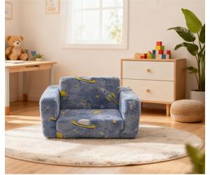 OKWISH Fauteuil Enfant - Bébé Pliable en Peluche Lumineuse Avec Assise Ergonomique et Confortable, Tissu Doux, Bleu