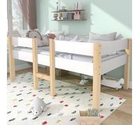 OKWISH Lit cabane 90x200 cm - Lit enfant mi-hauteur avec protection antichute - Bois massif - Sans Matelas - Blanc