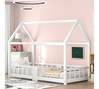 OKWISH Lit enfant 90 x 200 cm - Lit cabane avec tablette - Sans matelas - Blanc