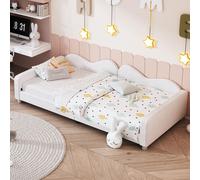 OKWISH Lit simple 90x200 cm Rembourré en velours - Blanc