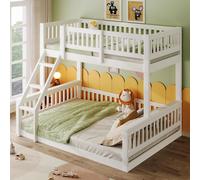okwish Lit superposé 90/140x200cm cadre de lit en différentes tailles, lit adolescent avec barrières surélevées, lit enfant avec rambarde solide, blanc (sans matelas)