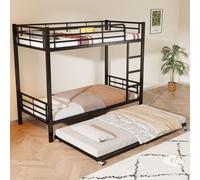 OKWISH Lit superposé 90x200 cm avec lit gigogne 90x190 cm - Noir