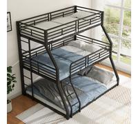 OKWISH Lit superposé 90x200 cm, Métal, Pour Enfants et Adultes, Noir