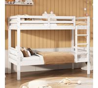 OKWISH Lit superposé 90x200 cm séparables avec échelle 3 marches - Blanc