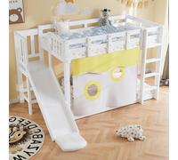 okwish Lit superposé 90x200cm avec rideau, lit pour enfants avec protection intégrée, blanc (sans matelas)