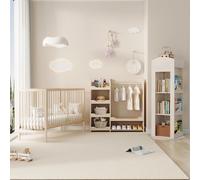 okwish Meubles multifonction pour chambre d’enfant, ensemble chambre jeunesse avec lit bébé, bibliothèque tournante 360° et armoire ouverte, couleur naturelle