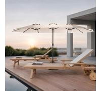 OKWISH Parasol de Jardin Rectangulaire Double Face - Grand Parasol avec Manivelle et Structure en Acier - Toile Polyester 453x267 cm - Kaki