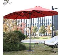 OKWISH Parasol de Jardin Rectangulaire Double Face - Grand Parasol avec Manivelle et Structure en Acier - Toile Polyester 453x267 cm - Orange