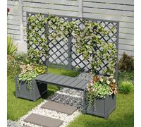 OKWISH Plante et Jardinière - Bac à Fleurs en Bois avec Treillis pour Plantes Grimpantes, Meuble de Jardin en Bois de Sapin Massif, Gris - 169 x 42 x 145 cm