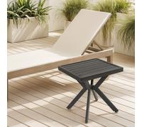OKWISH Table d'Appoint Extérieure - Bout de Canapé Jardin Aluminium Robuste, Facile d'entretien, 45x45x47 cm, Marron Foncé