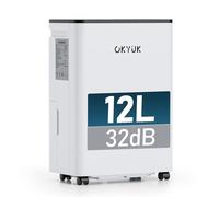 OKYUK Déshumidificateur électrique 12L, déshumidificateur pour maison 40m² avec arrêt automatique, idéal pour, salles de bains, chambres, appartements, sous-sols (Blanc 12L)