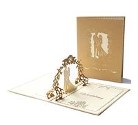 Olakin Carte 3D Pop-up, Carte Mariage avec Enveloppe Carte, Carte Anniversaire Marriage, Omantique Invitation de Mariage Cartes, pour Couple Amoureux Petit ami Petite amie Marié Mariée(Or)