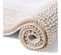 OLANLY Tapis de bain en chenille - Doux et absorbant - Antidérapant - En microfibre - Lavable - Pour salle de bain - 50 x 75 cm - Beige