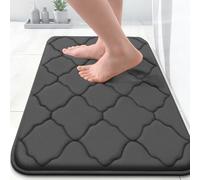 OLANLY Tapis de Bain en Mousse à mémoire de Forme, Ultra Doux, antidérapant et Absorbant, séchage en Machine, Confortable et épais, pour Sol de Salle de Bain, Baignoire et Douche, 43,2 x 61 cm, Noir