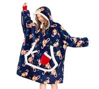 OLAOLA Unisexe Sweat à Capuche Couverture Surdimensionnée pour Adultes, Pull Plaid à Capuche en Polaire Sherpa avec Manches et Poches, Sweat Plaid Doux et Chaud pour Femme Homme