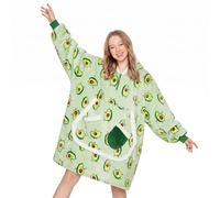 OLAOLA Unisexe Sweat à Capuche Couverture Surdimensionnée pour Adultes, Pull Plaid à Capuche en Polaire Sherpa avec Manches et Poches, Sweat Plaid Doux et Chaud pour Femme Homme