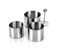 OlBuWa 3 Pièces Cercle à Patisserie en Acier Inoxydable - Avec Poussoir, Moulle a Gateau pour Round Dessert, Antiadhésif Anneaux de Dessert et Cercles de Cuisine pour Gâteaux et Mousses