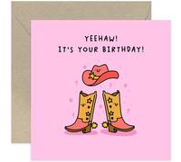 Old English Co. Carte d'anniversaire amusante pour amie - « Yeehaw It's Your Birthday » - Carte d'anniversaire humoristique pour elle - Carte d'anniversaire de cowboy pour sœur, maman, frère, fille |