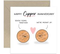 Old English Co. Carte d'anniversaire de mariage en cuivre - Cadeau de 7e anniversaire de mariage - Carte amusante de 7e anniversaire de mariage pour couple - Pour mari ou femme | Intérieur vierge