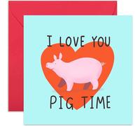 Old English Co. Carte d'anniversaire de mariage pour mari ou femme Inscription Love You Pig Time Carte de Saint-Valentin pour lui ou elle Intérieur vierge et enveloppe incluse