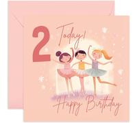 Old English Co. Carte d'anniversaire pour filles - Happy 2nd Birthday - 2 ans - Jolie carte anniversaire enfant sur le thème de la princesse ballerine pour fille, nièce, petite-fille, filleule